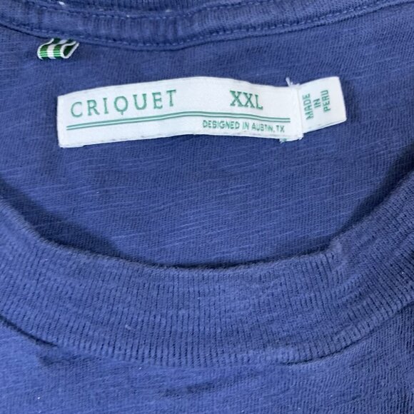 Criquet Blue Pocket Tee XXL Slub Cotton T Shirt Austin TX Made In Peru Preppy - Picture 3 of 4